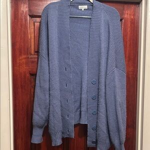 DANIELLE BERNSTEIN Lavender Ribbed Knit Cardigan